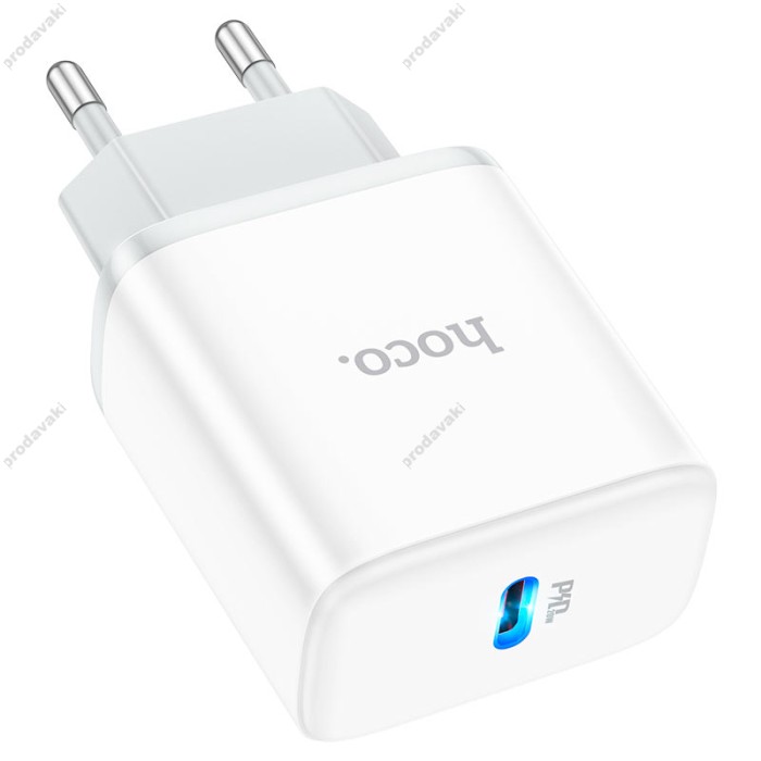 Мережевий зарядний пристрій HOCO C104A Stage single port Type-C to Lightning 20W White