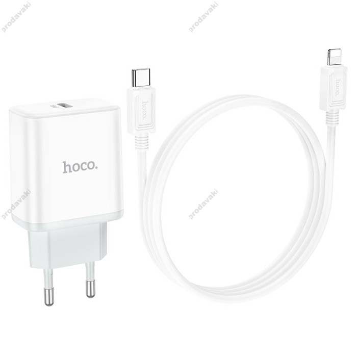 Мережевий зарядний пристрій HOCO C104A Stage single port Type-C to Lightning 20W White