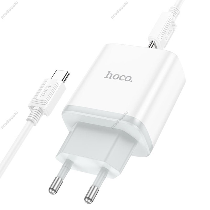 Мережевий зарядний пристрій HOCO C104A Stage single port Type-C to Type-C 20W White