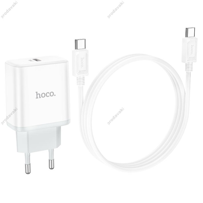 Мережевий зарядний пристрій HOCO C104A Stage single port Type-C to Type-C 20W White