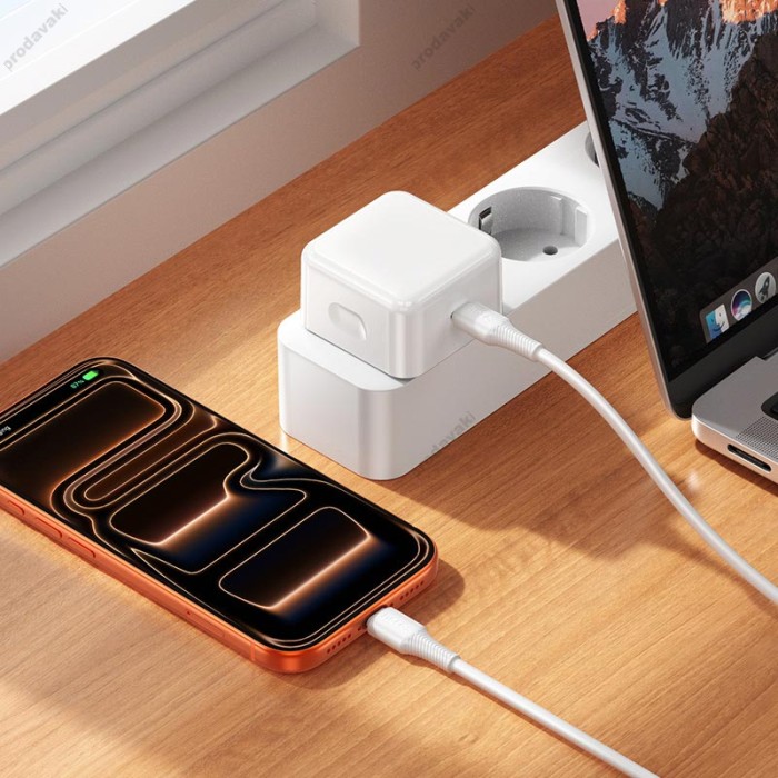 Мережевий зарядний пристрій HOCO C161A Speed single port PD charger Type-C cable 40W White