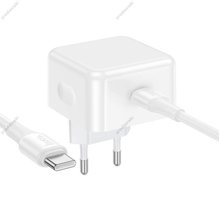 Мережевий зарядний пристрій HOCO C161A Speed single port PD charger Type-C cable 40W White
