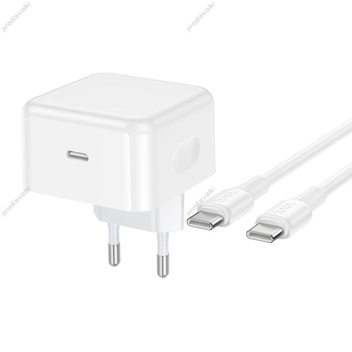 Мережевий зарядний пристрій HOCO C161A Speed single port PD charger Type-C cable 40W White