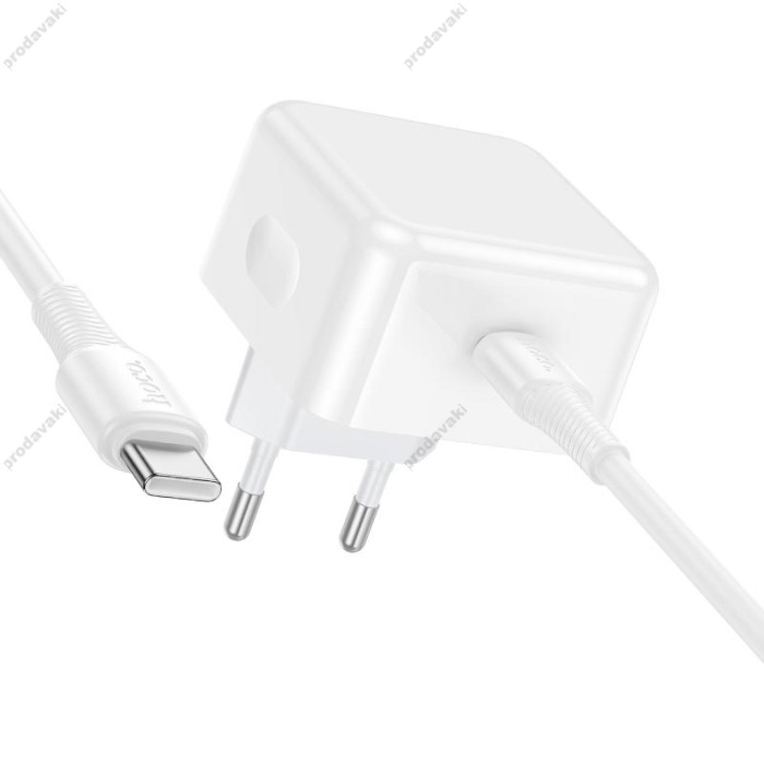 Мережевий зарядний пристрій HOCO C161A Speed single port PD charger Type-C cable 40W White