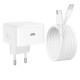Мережевий зарядний пристрій HOCO C161A Speed single port PD charger Type-C cable 40W White