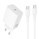 Мережевий зарядний пристрій HOCO C162A Source single port PD charger Type-C cable 60W White