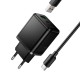 Мережевий зарядний пристрій HOCO C157A Smart PD multi-protocol charger Type-C cable 30W Black