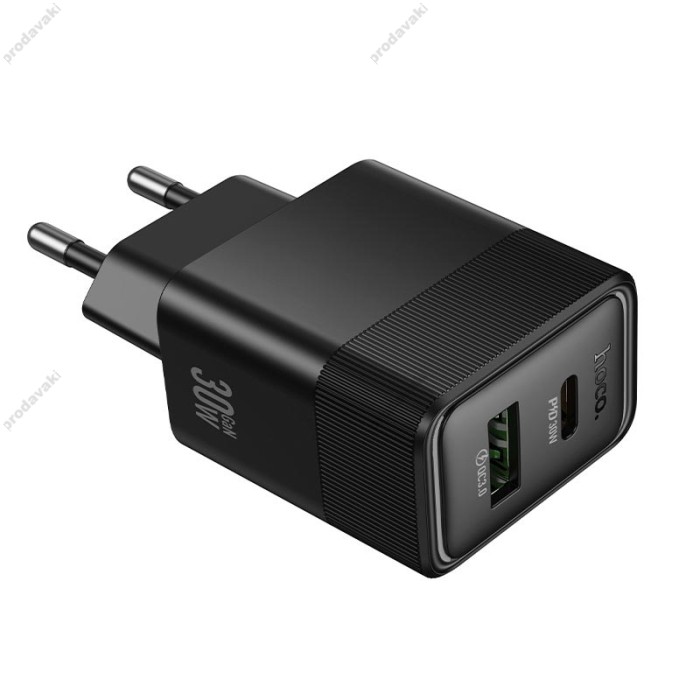Мережевий зарядний пристрій HOCO CS112A Lounge charger Type-C cable 30W Black