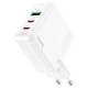 Мережевий зарядний пристрій HOCO C115A Header three-port Type-C cable 65W White