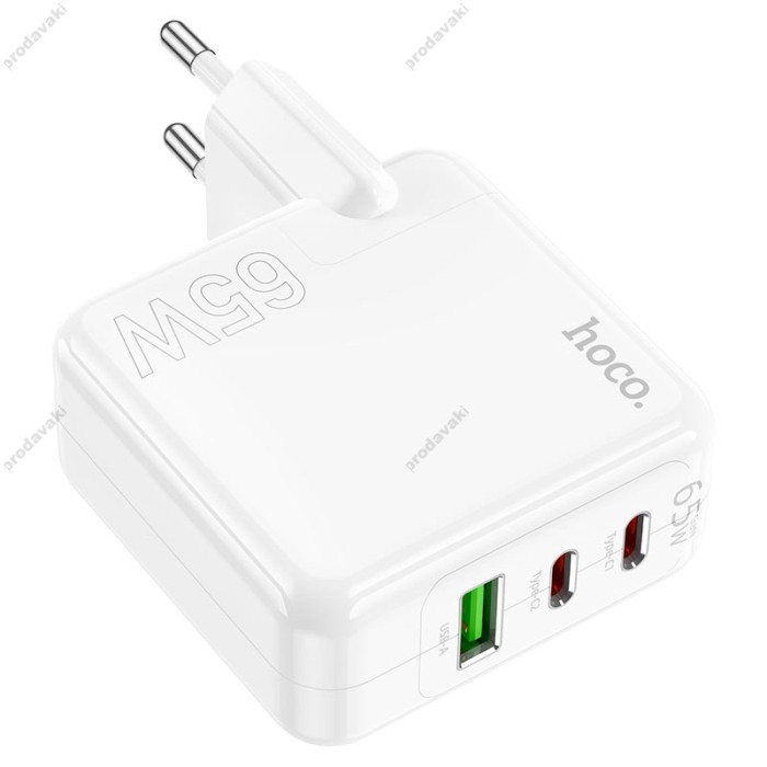 Мережевий зарядний пристрій HOCO C115A Header three-port 65W White