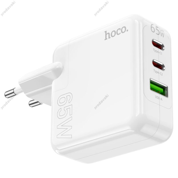Мережевий зарядний пристрій HOCO C115A Header three-port 65W White