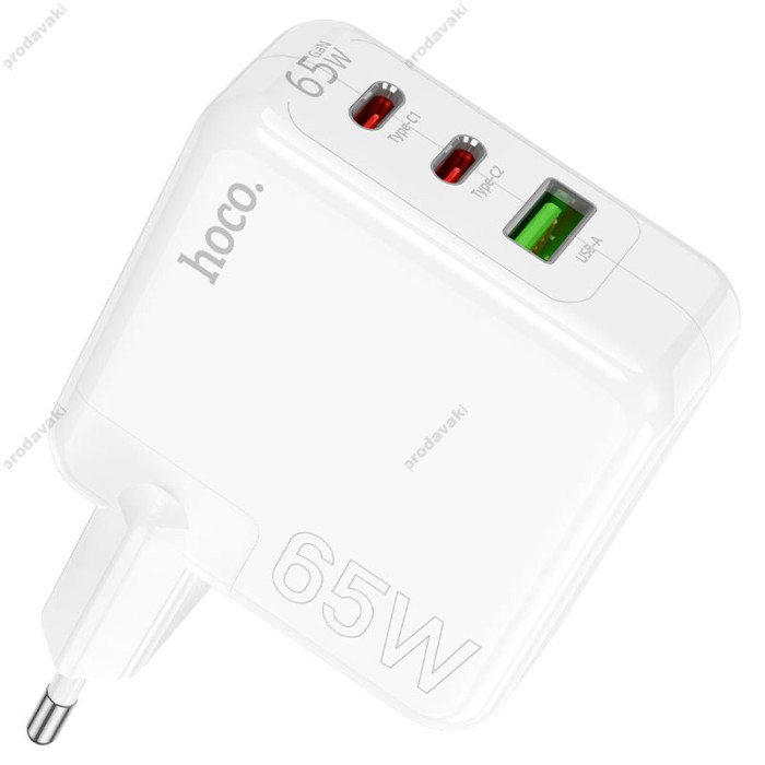 Мережевий зарядний пристрій HOCO C115A Header three-port 65W White