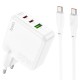 Мережевий зарядний пристрій HOCO C115A Header three-port Type-C cable 65W White