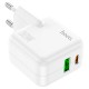 Мережевий зарядний пристрій Hoco C111A Lucky dual-port charger Type-C cable 30W White