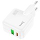 Мережевий зарядний пристрій Hoco C111A Lucky dual-port charger Type-C cable 30W White