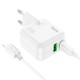 Мережевий зарядний пристрій Hoco C111A Lucky dual-port charger Lightning cable 30W White
