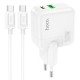 Мережевий зарядний пристрій Hoco C111A Lucky dual-port charger Type-C cable 30W White