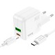 Мережевий зарядний пристрій Hoco C111A Lucky dual-port charger Type-C cable 30W White