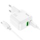Мережевий зарядний пристрій Hoco C111A Lucky dual-port charger Type-C cable 30W White