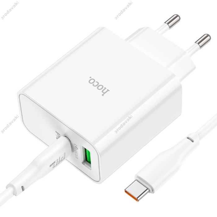 Мережевий зарядний пристрій HOCO C113A Awesome Type-C cable 65W White