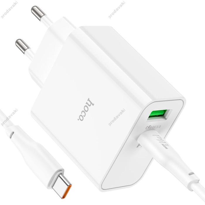 Мережевий зарядний пристрій HOCO C113A Awesome Type-C cable 65W White