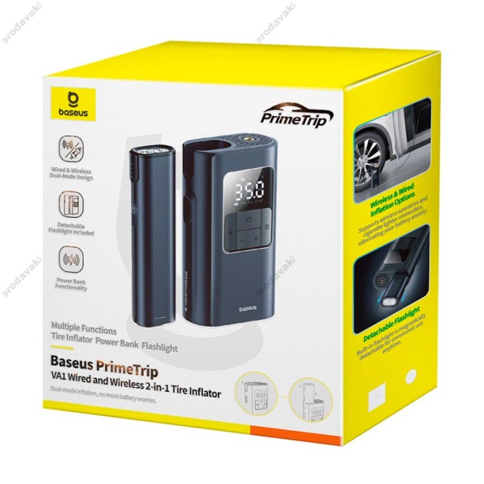 Автомобільний компресор насос Baseus PrimeTrip VA1 Wired and Wireless 2-in-1 Tire Inflator Black C11169001121-00