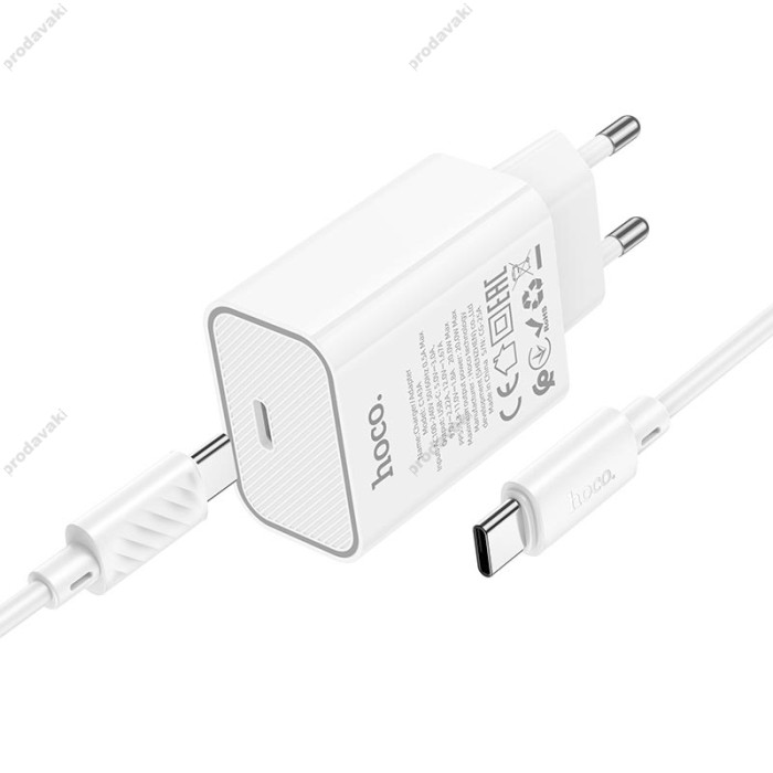 Мережевий зарядний пристрій HOCO C143A Benefit single port charger Type-C cable 20W White