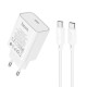 Мережевий зарядний пристрій HOCO C143A Benefit single port charger Type-C cable 20W White