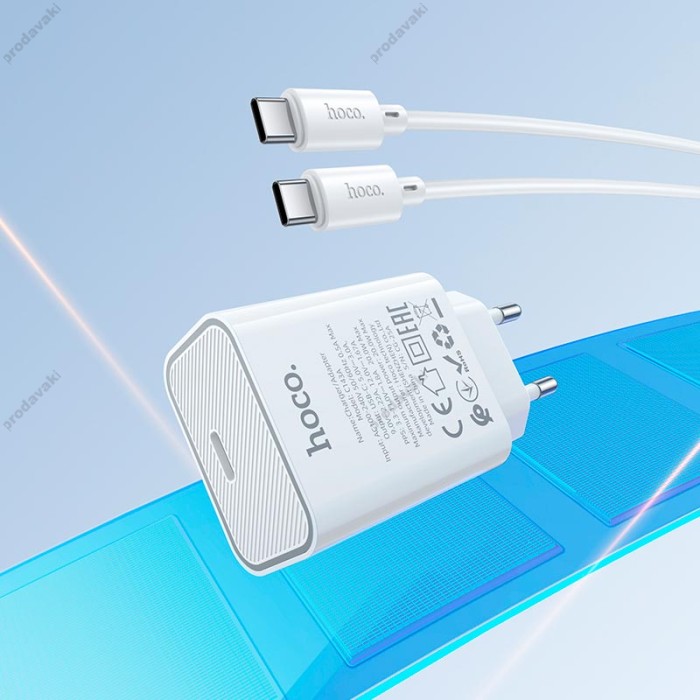 Мережевий зарядний пристрій HOCO C143A Benefit single port charger Type-C cable 20W White