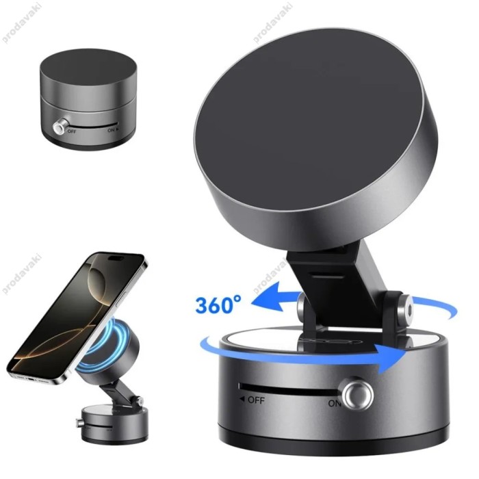 Автомобільний тримач XO C170 Vacuum suction cup Manual latch Magnetic holder Grey