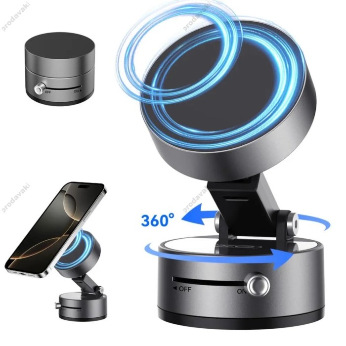 Автомобільний тримач XO C170 Vacuum suction cup Manual latch Magnetic holder Grey