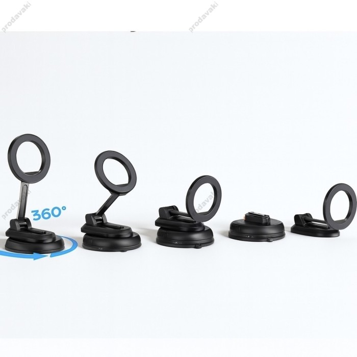 Автомобільний тримач XO C175 Removable vacuum Manual Suction Cup magsafe magnetic holder Black