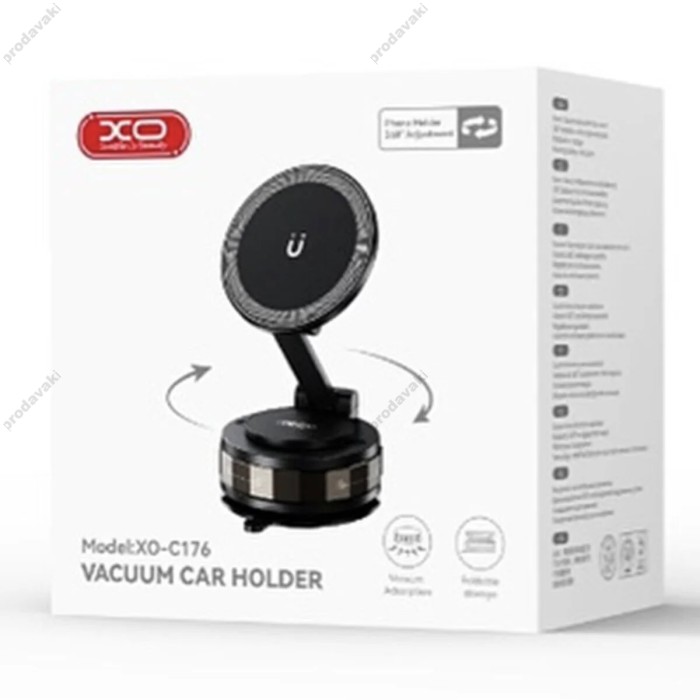 Автомобільний тримач XO C176 Manual Suction Cup Holder Black