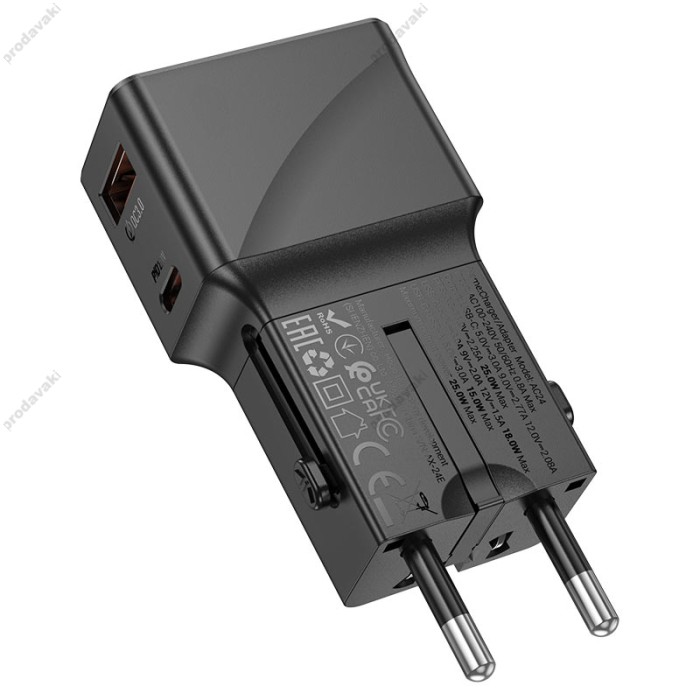 Мережевий зарядний пристрій Hoco AC24 Mini universal travel charger 25W Black