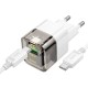 Мережевий зарядний пристрій HOCO C131A Platinum dual-port Type-C cable 30W Transparent-black