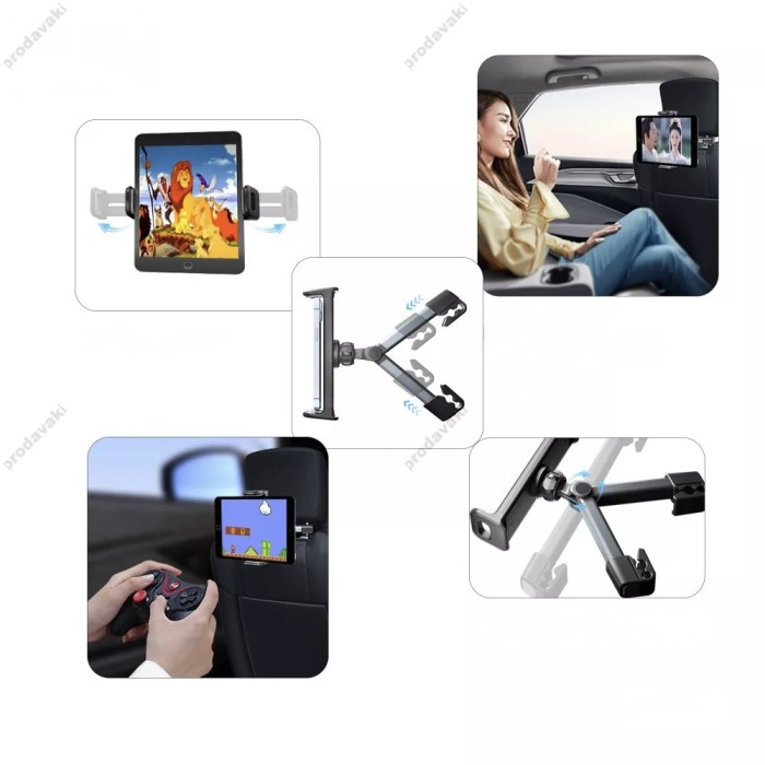 Автомобільний тримач на підголівник Earldom ET-EH234 Universal tablet holder with clip Black