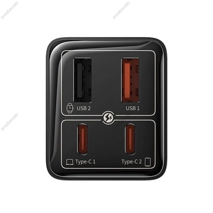 Мережевий зарядний пристрій Baseus GaN6 Pro Fast Charger 2C+2U Type-C cable 100W Black P10162705112-00