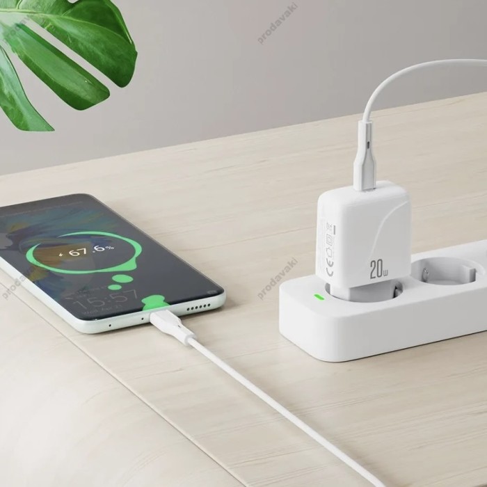 Мережевий зарядний пристрій XO L141 Single USB-C Fast Charger 20W White