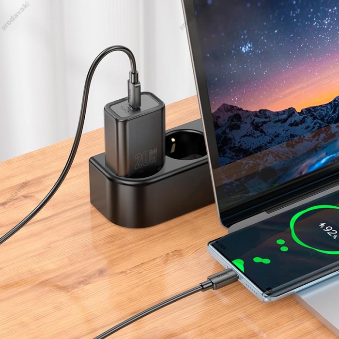 Мережевий зарядний пристрій HOCO N60 Gentle single port charger 20W Black