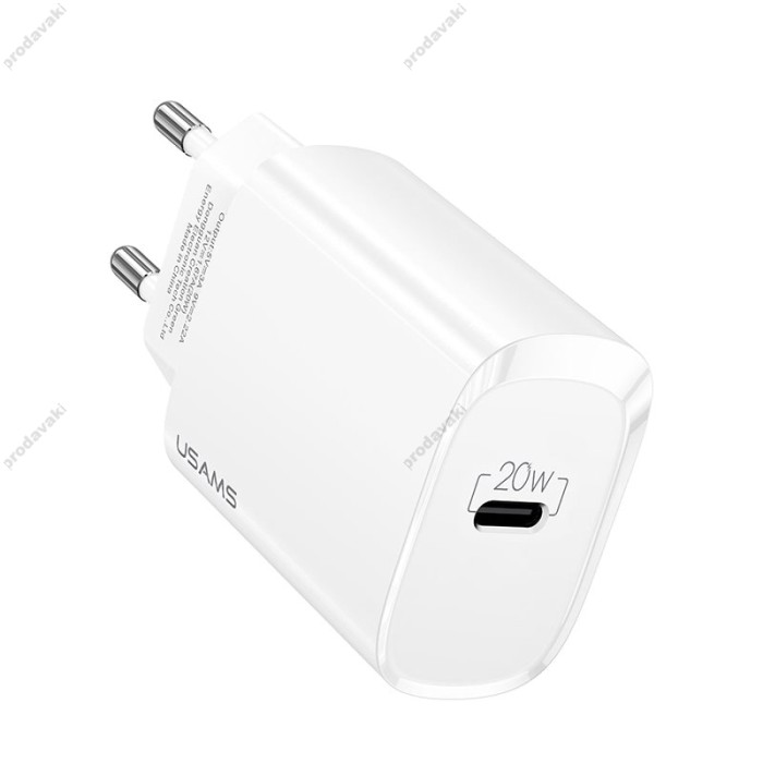 Мережевий зарядний пристрій USAMS T39 US-CC131 Single Port PD Fast Charger 20W White