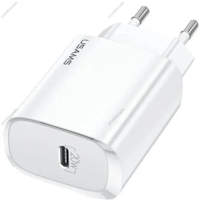 Мережевий зарядний пристрій USAMS T39 US-CC131 Single Port PD Fast Charger 20W White