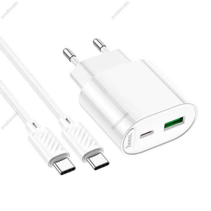 Мережевий зарядний пристрій HOCO C109A Fighter charger Type-C cable 20W White