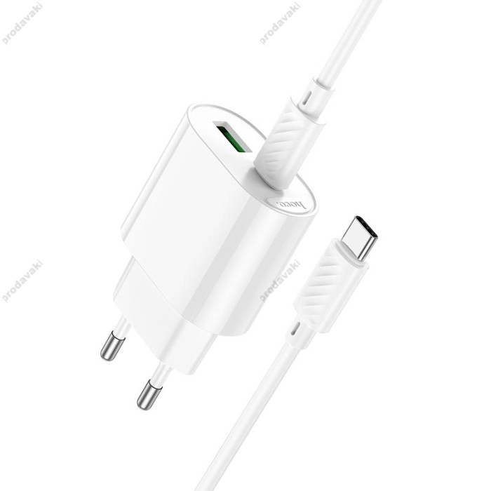 Мережевий зарядний пристрій HOCO C109A Fighter charger Type-C cable 20W White