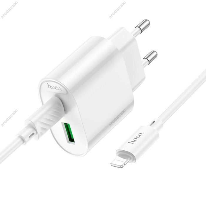 Мережевий зарядний пристрій HOCO C109A Fighter charger Lightning cable 20W White