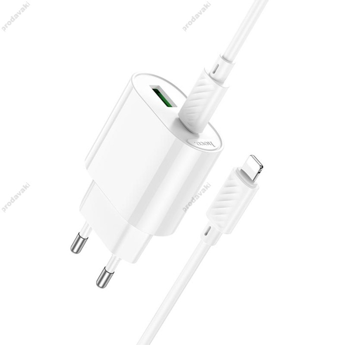 Мережевий зарядний пристрій HOCO C109A Fighter charger Lightning cable 20W White