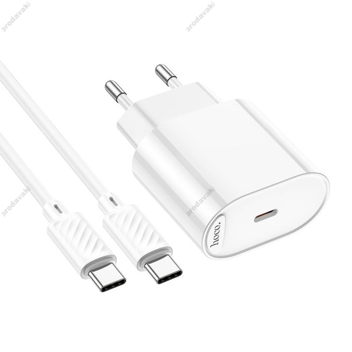 Мережевий зарядний пристрій HOCO C109A Fighter single port charger Type-C cable 20W White