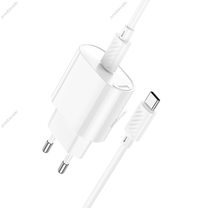 Мережевий зарядний пристрій HOCO C109A Fighter single port charger Type-C cable 20W White