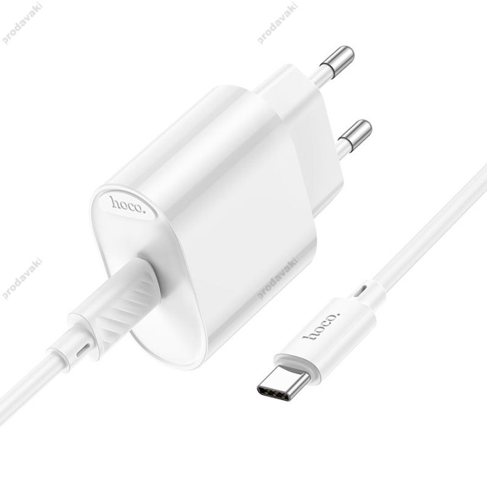 Мережевий зарядний пристрій HOCO C109A Fighter single port charger Type-C cable 20W White