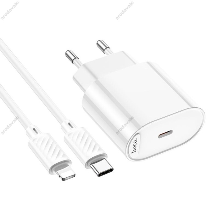 Мережевий зарядний пристрій HOCO C109A Fighter single port charger Lightning cable 20W White
