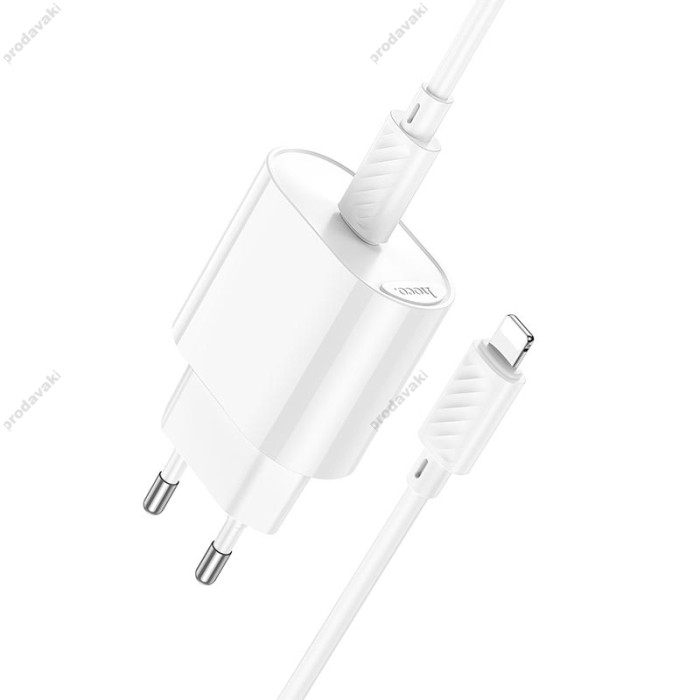 Мережевий зарядний пристрій HOCO C109A Fighter single port charger Lightning cable 20W White